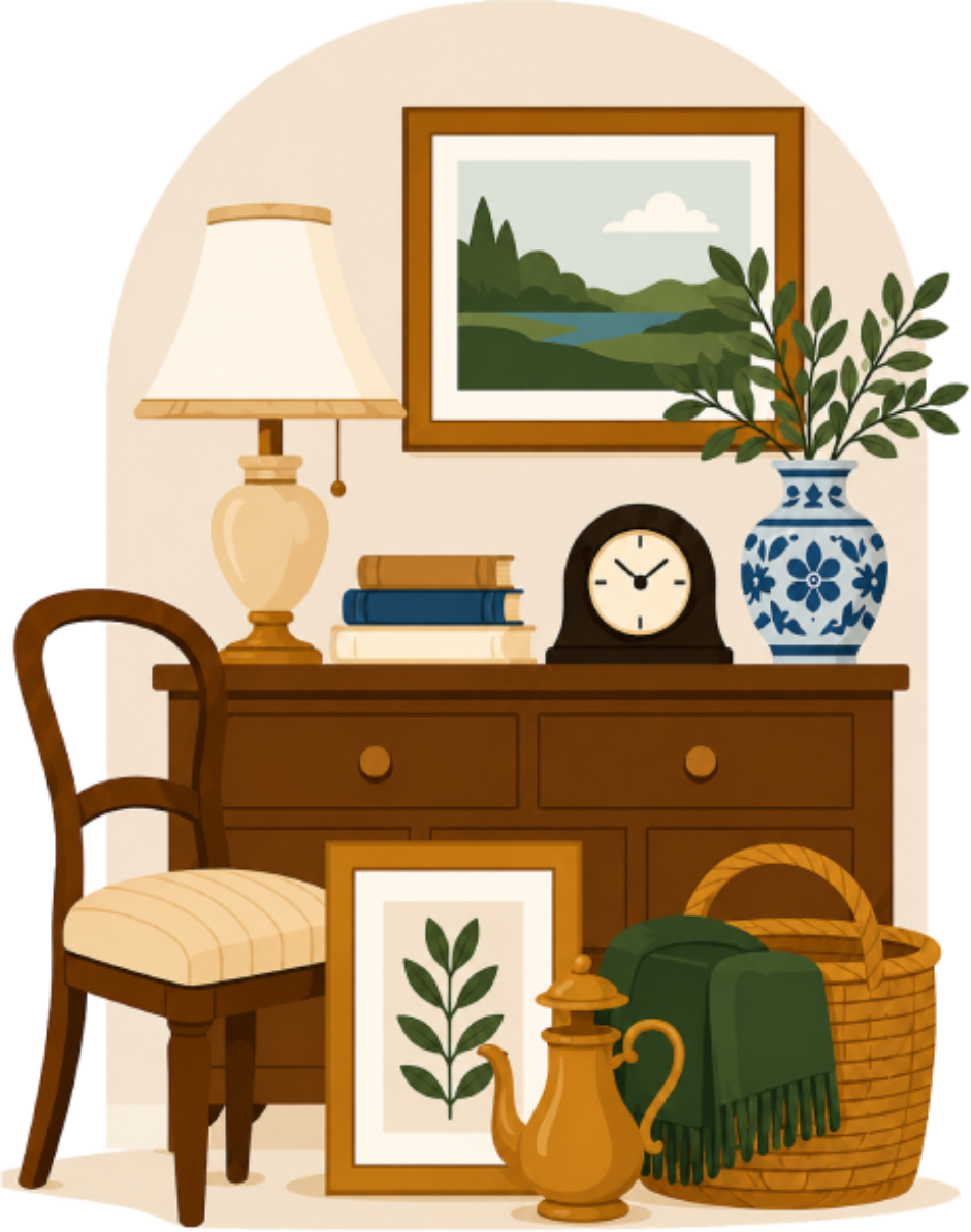 Estate sale items illustration